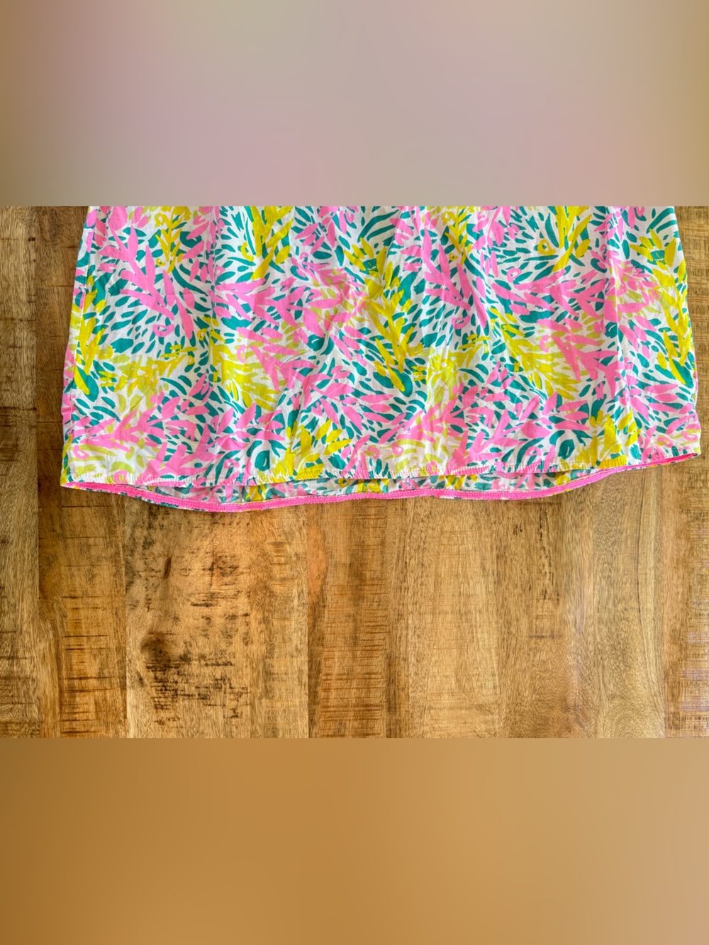 Mud Pie Tropical Floral Tunic Dress Cover Up Pink Teal Yellow Size M - Picture 3 of 6